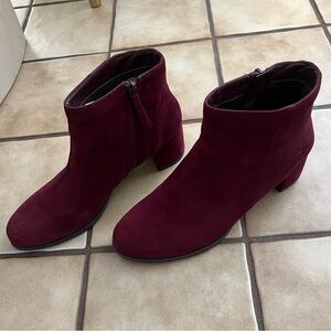 NEW Burgundy/Wine Suede Block Heel Booties
